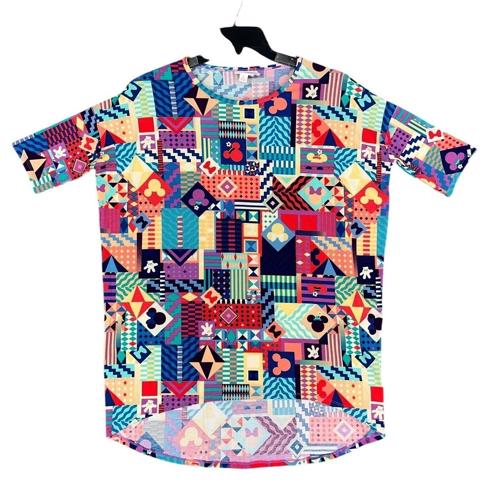 LuLaRoe Disney Shirt Womens S Mickey‎ Mouse Geometric Tunic Bright Colorful